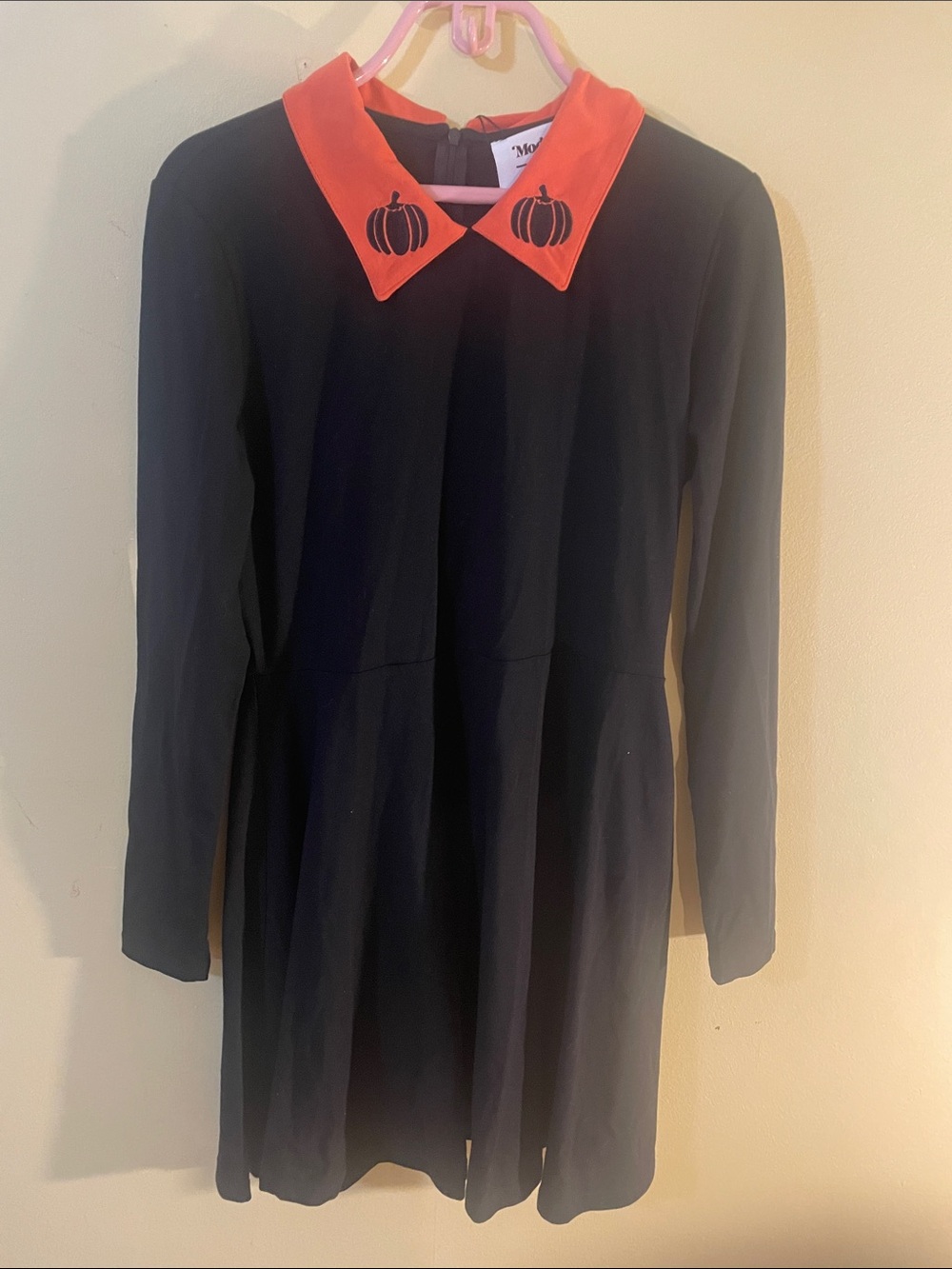 NWT Modcloth Black Dress with Orange Pumpkin Collar
